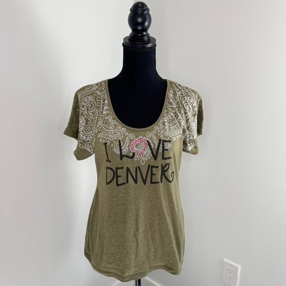 Prana I Love Denver Green Short Sleeve Shirt (L) - Picture 2 of 7
